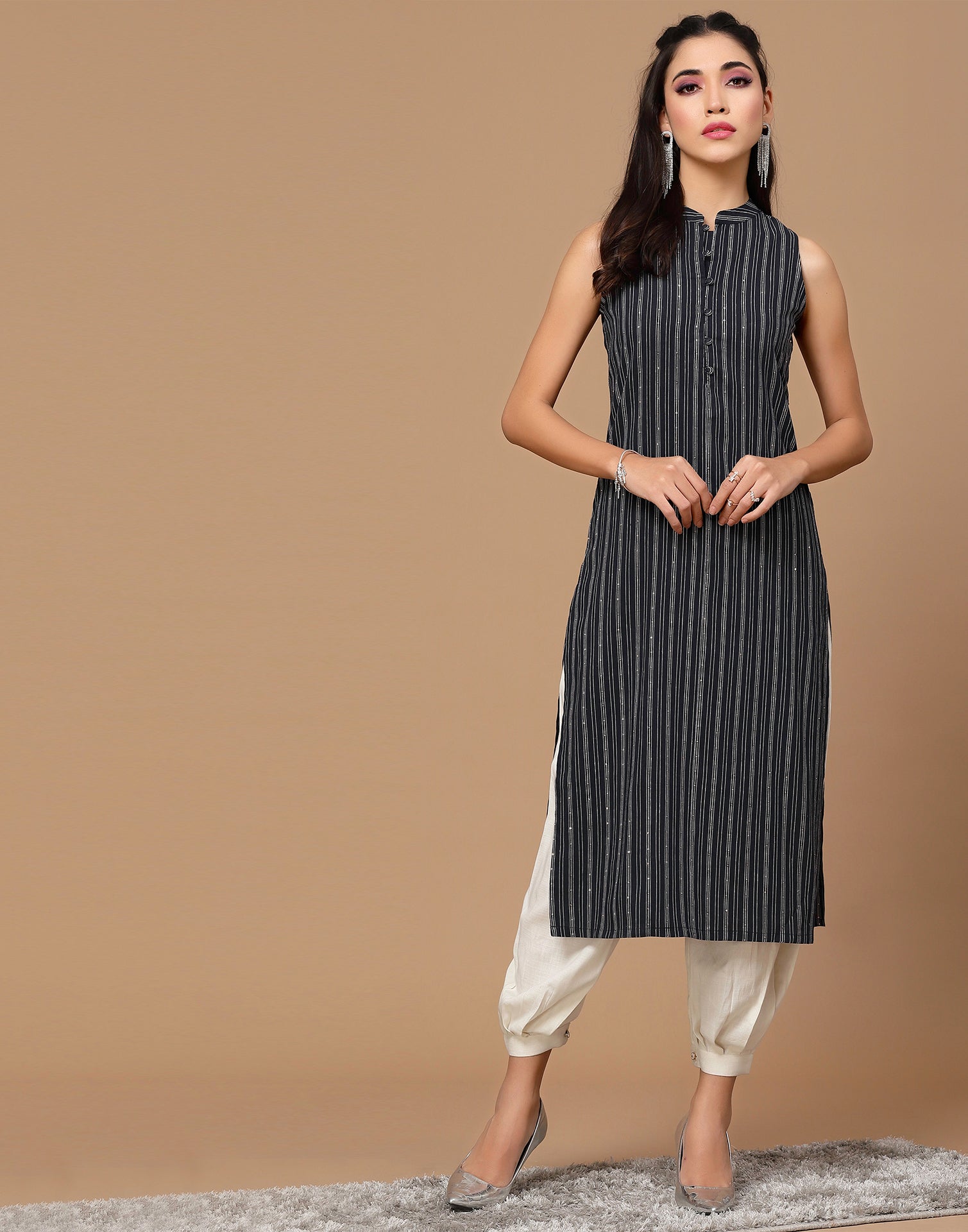 MILAAV Women's Rayon Printed Straight Sleeveless Kurti (Dark Blue-S) :  Amazon.in: Fashion